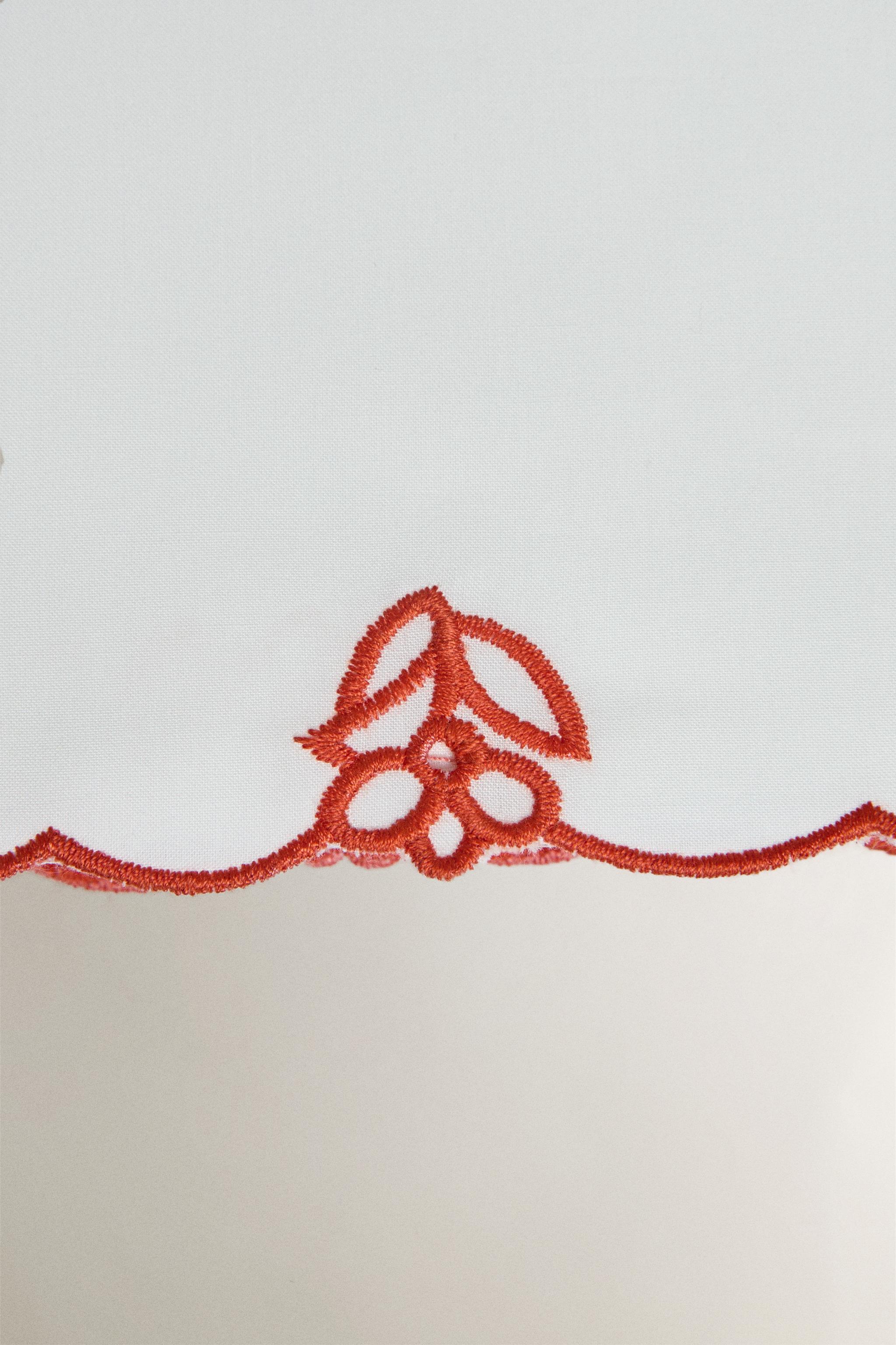 KIDS EMBROIDERED FLORAL FLAT SHEET